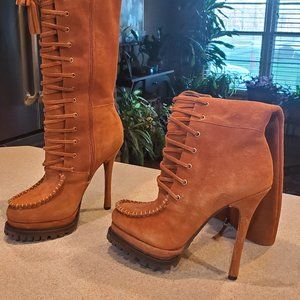 Bebe  Never Worn Cognac Industrial fashion boots
